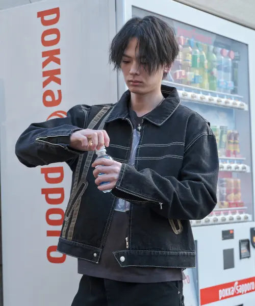 [SUPERSUB] Vintage Fade Stitch Denim Jacket - Washed Black / 빈티지 페이드 스티치 데님 자켓 - 워시드 블랙