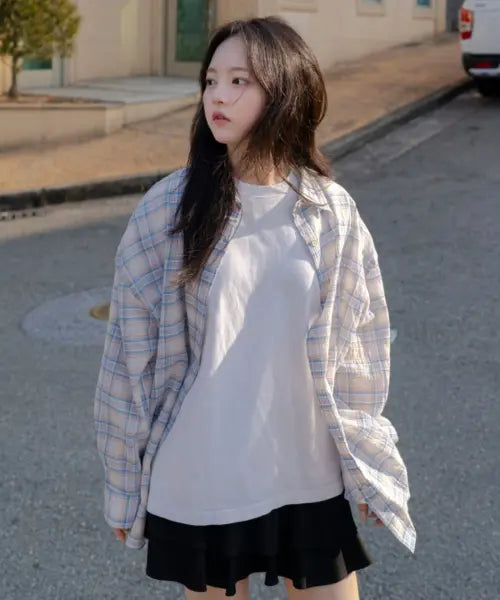 [LEE] Women's Holiday Check Shirt - Blue / 우먼 홀리데이 체크 셔츠 블루