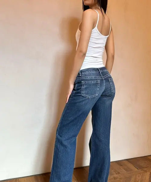 [SUBDUED] Low Rise Jeans (Blue White) / 로우웨이스트 진 (블루 화이트)