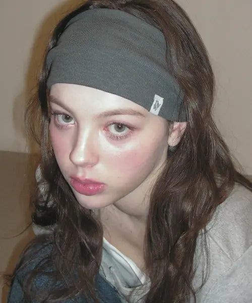 [NEWYORKWORKS] Minimal Ribbed Wide Headband Bandana_CHARCOAL / 미니멀 리브 와이드 헤어밴드 반다나_CHARCOAL