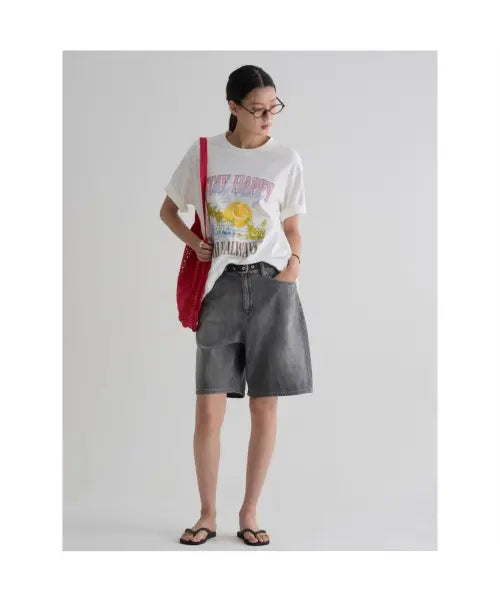 [8SECONDS] 5-Length Denim Shorts (Light Grey) / 5부 데님쇼츠  라이트 그레이