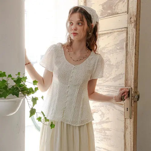 [PROUD MARY] PM_Pure flower pintuck shirt_WHITE