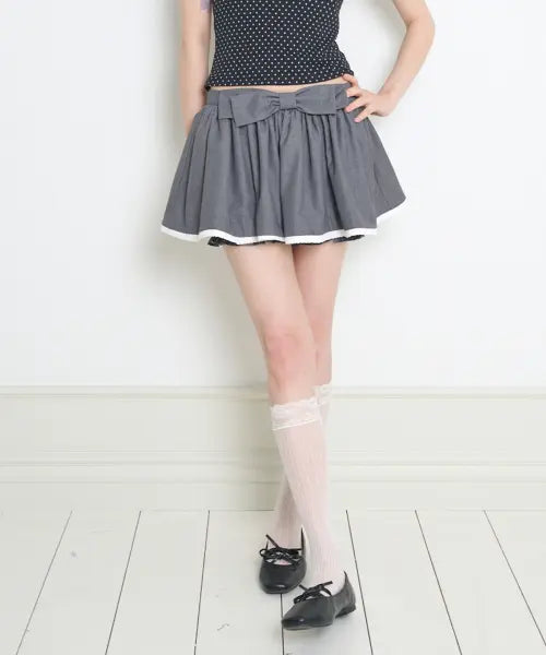 [ILLIGO] BOW PUMPKIN SKIRT PANTS CHARCOAL / 보우 펌킨 스커트 팬츠 차콜