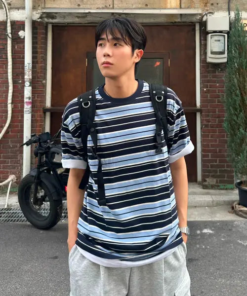 [SPAO] Natural Cotton Multi Stripe Short Sleeve T-Shirt_SPRSG25C04 / [내추럴코튼] 멀티 스트라이프 반팔티_SPRSG25C04