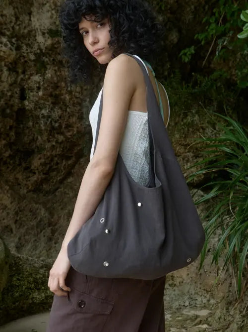 [KIJUN] Stud Hobo Bag Charcoal