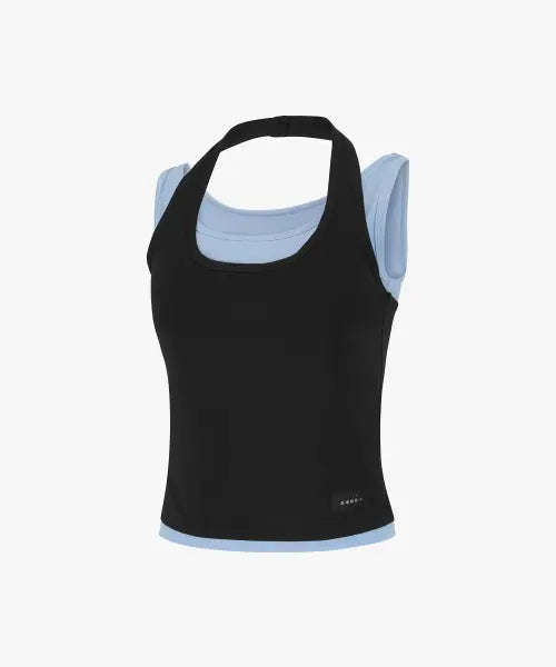 [diadora] Layered Performance Bra Top - Black / 레이어드 퍼포먼스 브라탑 BLACK