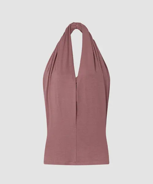 [OVERDUEFLAIR] DRAPED HALTER TOP_PINK