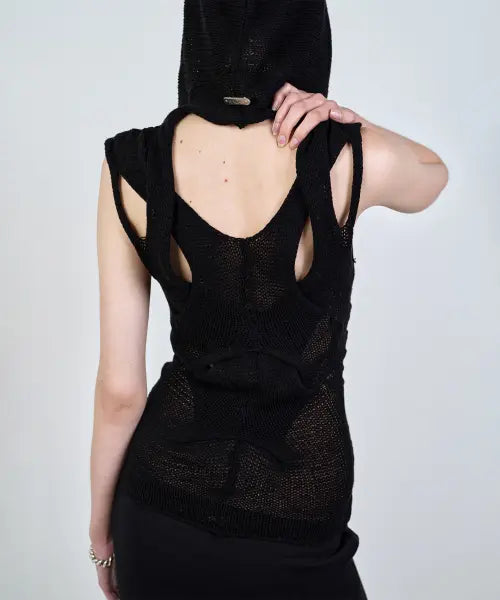 [NACHE] OUT IN KNITTED SLEEVELESS BLACK