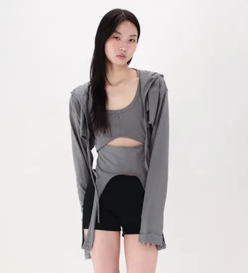 [NOCTAVE] Sleeveless Top Grey / 슬리브리스 탑 그레이