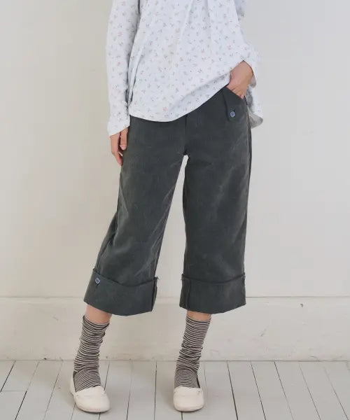 [OAFISH] Fold Pocket Capri Pants, Charcoal