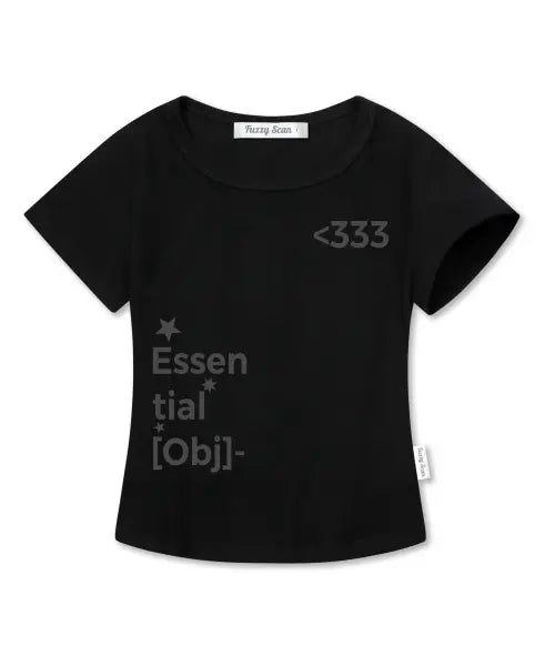 [FUZZY SCAN] The Essential Slim Short Sleeve T-Shirt Black / 디 에센셜 슬림 반팔티 블랙