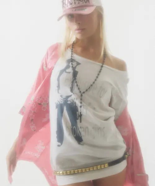 [SCULPTOR] Broken Girls Roll Up Tee Dirty White