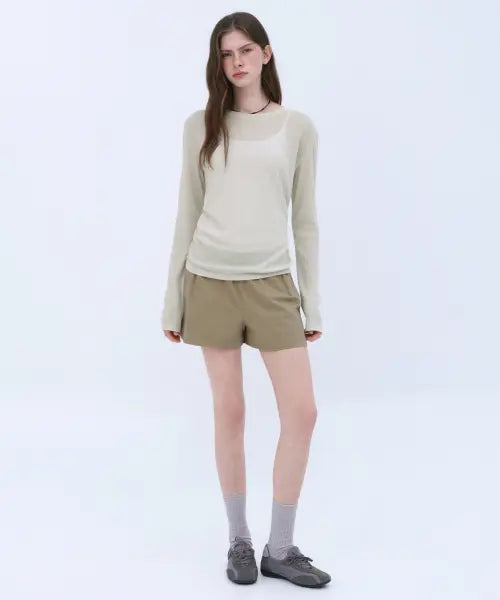 [MUSINSA STANDARD WOMAN] Women's Cotton Banding Shorts [Beige] / 우먼즈 코튼 밴딩 쇼츠 [베이지]