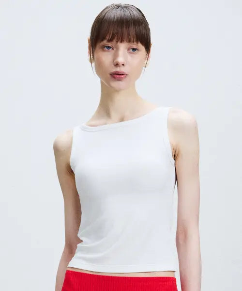 [COMFORTLAB] Ergofit Modal Ribbed Boat Neck Top (Built-in Bra) / 에르고핏 모달골지 보트넥탑 (브라일체형)