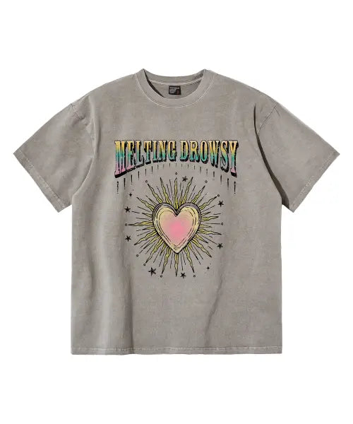 [DROWSY] DW Sun Heart Pigment Short Sleeve T-Shirt 4 Colors / DW 썬하트 피그먼트 반팔티셔츠 4Color
