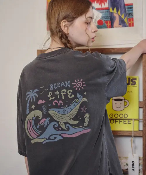 [CPGN STUDIO] Blue Wave Pigment Short Sleeve T-Shirt Smoke Black / 블루 웨이브 피그먼트 반팔티 스모크블랙