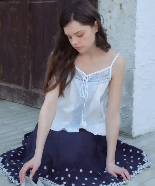 [OURNOSTALGIA] Boheme Lace Sleeveless Blouse_White(OB6BL06)