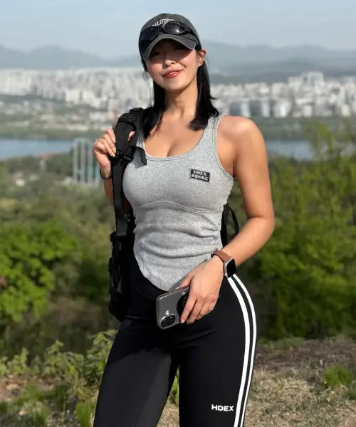 [HDEX] Women’s Round Cover Stitch Tank Top Melange Gray / 우먼스 라운드 커버 스티치 탱크탑 (Melange Gray)