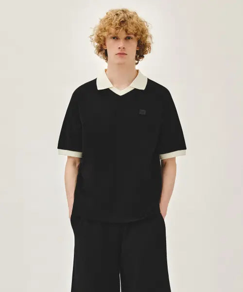 [MARITHÉ + FRANҪOIS GIRBAUD] SMALL CLASSIC LOGO PK COLLAR POINT TEE black