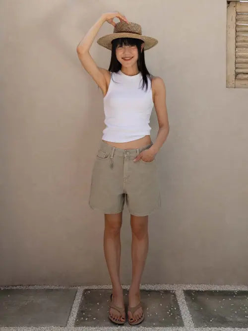 [NDA STUDIO] Cool Denim Short Pants_baige