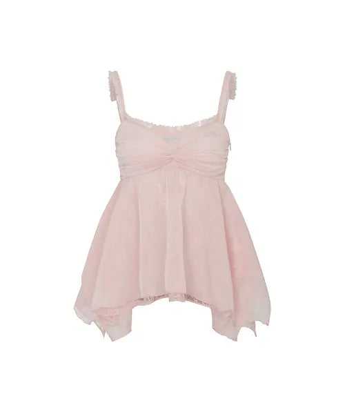 [PAINORPLEASURE] ROSE SHIRRING BLOUSE pink / ROSE SHIRRING TOP pink