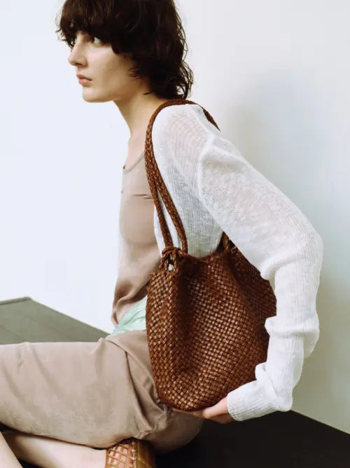 [KOMOREBI MUSEUM] Handmade Genuine Cowhide 2-Way Bowl Weaving Tote & Shoulder Bag l B25 / 3Colors _핸드메이드 천연 소가죽 2way 보울 위빙 토트\u0026숄더백 l B25