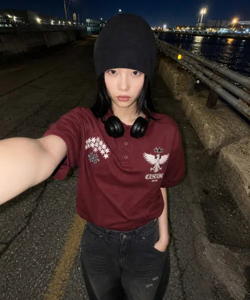 [IDWS] Star Ridge Polo Shirt Burgundy
