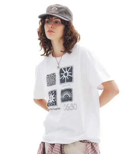 [HELLO SUNRISE] Sun Stamp Tee_White