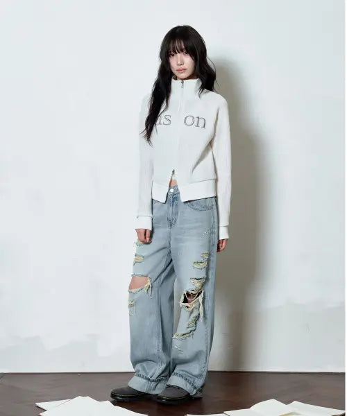 [ASON] SKY DAMAGE PANTS