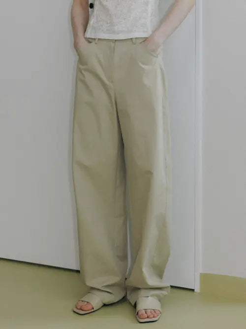 [LOEUVRE] Curved Wide Cotton Pants SW6ML788_2color