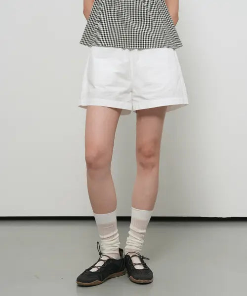 [GENERALIDEA] woman washing cotton banding shorts [white] / 워싱 코튼 밴딩 쇼츠 [WHITE] / GF2LHP523