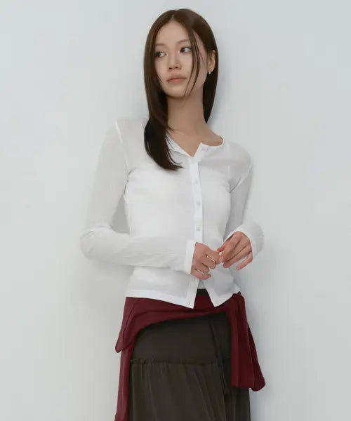 [MUSINSA STANDARD WOMAN] Women's Soft Ribbed Jersey Cardigan [White] / 우먼즈 소프트 리브드 저지 가디건 [화이트]