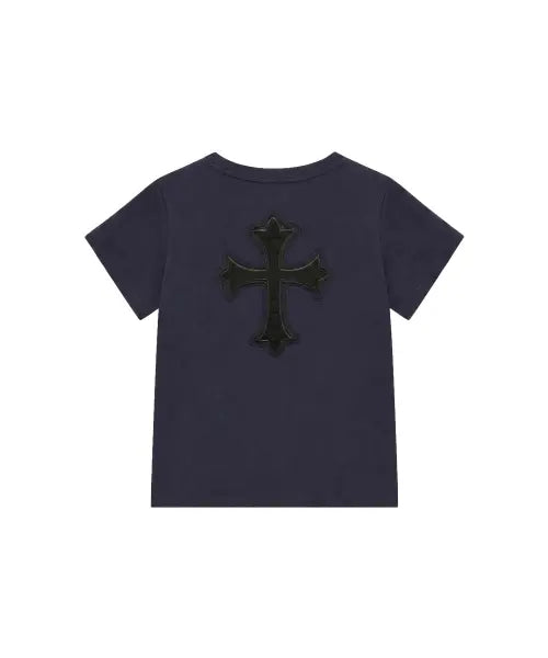 [TANSANMAGNESIUM] Cross Applique T-Shirt (Navy) / 크로스 아플리케 티셔츠 (네이비)