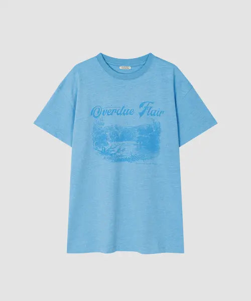 [OVERDUEFLAIR] NEW VINTAGE PRINTING T-SHIRT_BLUE