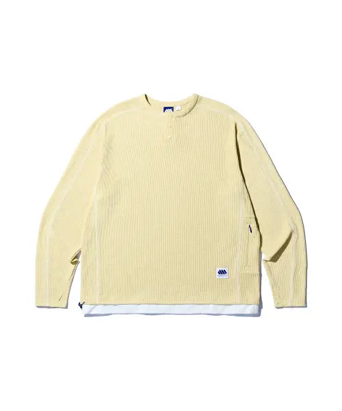 [MADDEN] Henley Neck Waffle Long Sleeve - Lemon / 헨리넥 와플 롱 슬리브 레몬