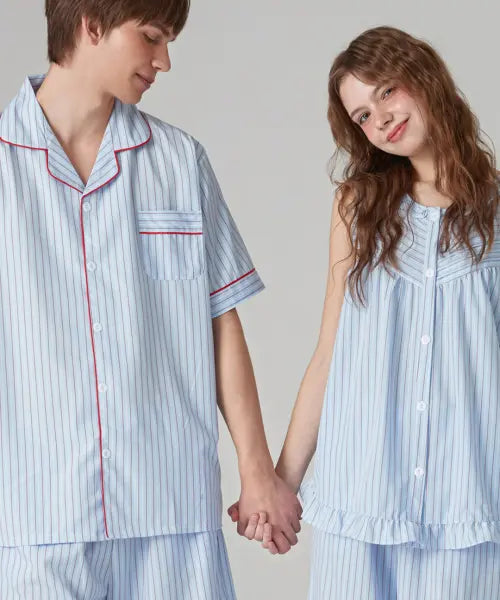 [DOSSY] Silk Fit Chloe Pajama Set (Short Sleeve + Sleeveless) / [2SET] 실크핏 클로에 잠옷 세트 (반팔+민소매)