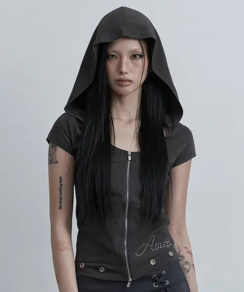 [AS YOU ARE] INCISION BROAD HOOD ZIP-UP CHARCOAL / 인시전 브로드 후드 집업 차콜