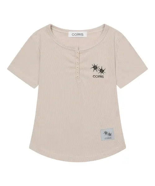 [COIRIS] ARINA BUTTON CROP HALF T (4COLOR) / 아리나 버튼 크롭 굴림 반팔 티 (4컬러)