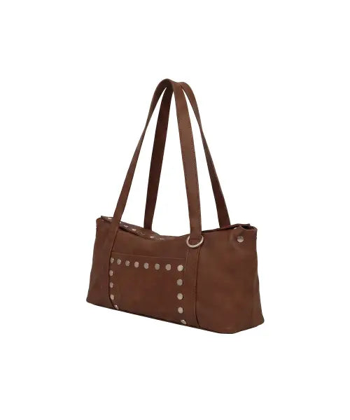 [PASION] Flat Stud Shoulder Bag_Brown / 플랫 스터드 숄더백_브라운 Flat Stud Shoulder Bag_Brown
