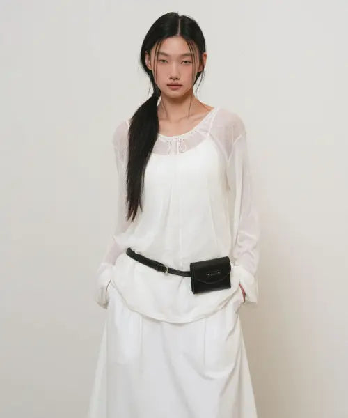 [GENERALIDEA] woman see-through neck string knit pullover [white] / 시스루 넥 스트링 니트 풀오버 [WHITE] / GF2LKP543