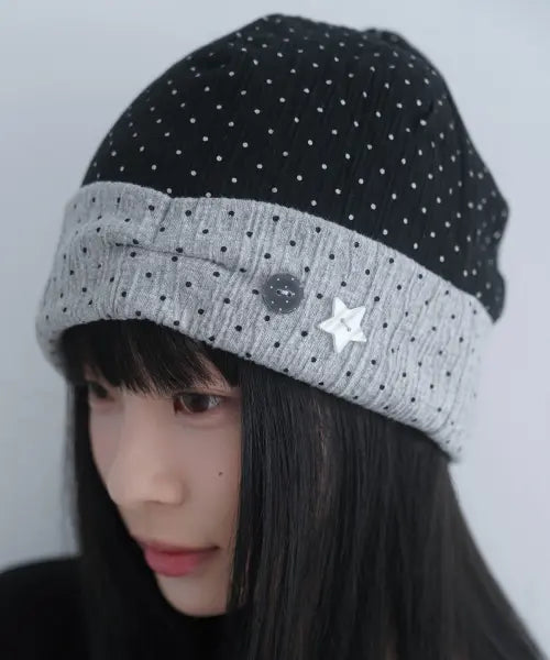 [MIMTHEWARDROBE] Summary Button Beanie - Dot Black / 써머리 버튼 비니_도트 블랙