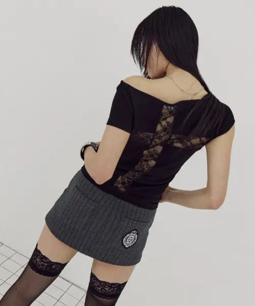 [SETUP-EXE] LACE CROSS T-SHIRT / BLACK