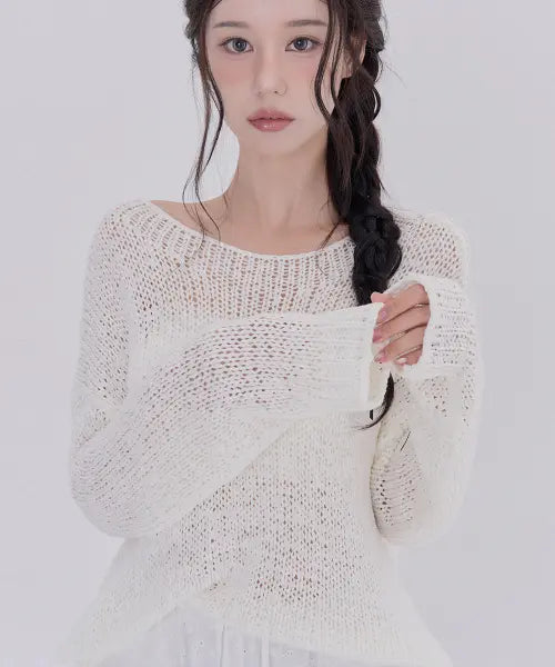 [TETEMOCHI] Archive Long Sleeve Knit (White) / 아카이브 긴팔 니트(White)