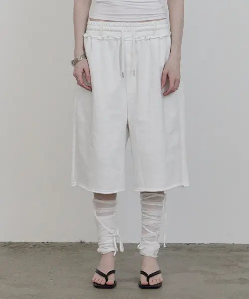 [ANIV] LOGO BERMUDA SWEAT PANTS WHITE