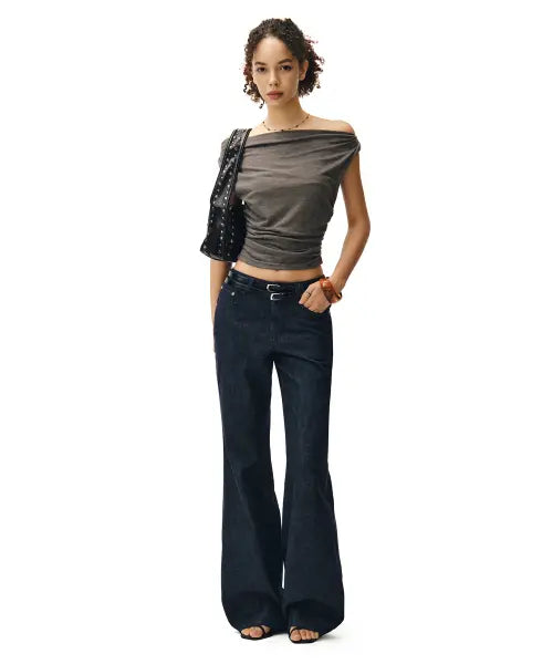 [DECET WOMEN] Linen-Like Semi Flared Jeans / [린넨라이크]Linen Like Semi Flared Jeans DCWPT027CPINDIGO