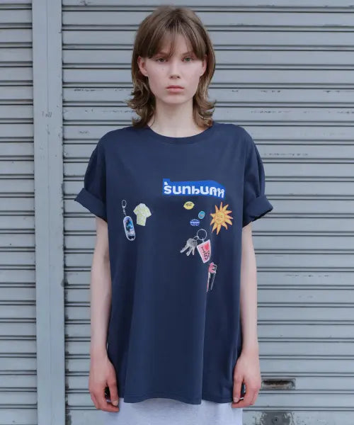 [SUNBURNPROJECT] CITY MAGNET OVERFIT T-SHIRT, NAVY