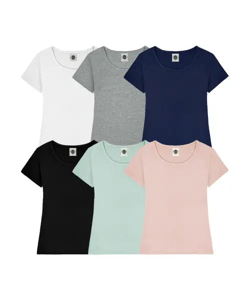 [PRIMATE] Women's U-Neck Slim Fit Short Sleeve T-Shirt (6 Colors) / 여성 U넥 슬림핏 반팔티셔츠 6 COLORS