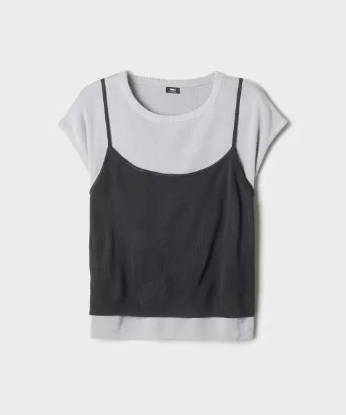 [SPAO] Cap Sleeve Layered Short Sleeve Knit / [COOL] 캡소매 레이어드 반팔 니트_SPKWG37W01