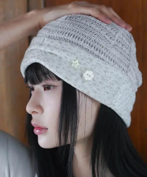 [MIMTHEWARDROBE] Summary Button Beanie - Light Olive / 써머리 버튼 비니_라이트 올리브