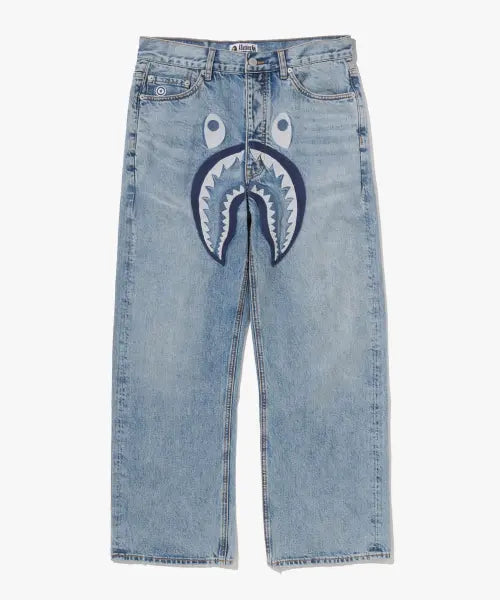 [BAPE] Shark Relaxed Fit Denim Pants (M) Light Indigo / 샤크 릴렉스드 핏 데님 팬츠(M) LIGHTINDI
